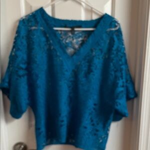 White House Black Market Teal Lace Blouse
